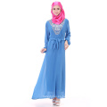 Vestido musulmán árabe caliente de las mujeres de dubai abaya del color puro ropa islámica de la gasa de la manga larga del color